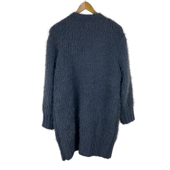 Pol Long Cardigan Sweater Gray Open Front Women’s Size M Embroidered Warm Cozy - Picture 7 of 10